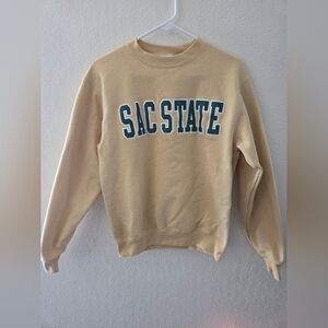 Champion Sacramento Sac State Crewneck CSUS Butter Yellow Embroidered Sz S